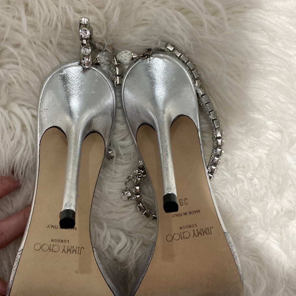 Jimmy Choo Saeda 100 glittered plexi‎ pumps size 39EU - Picture 9 of 13